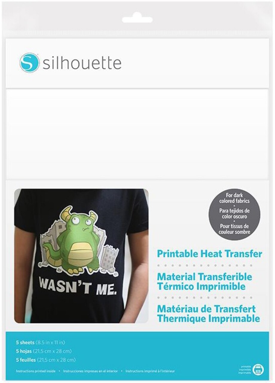 Silhouette Printable Heat Transfer Material 8.5"X11" 5/Pkg-For Dark Fabrics